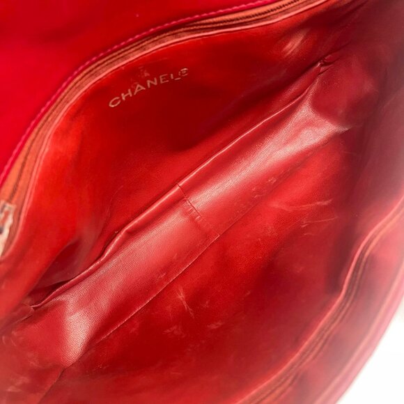 Authentic CHANEL CC 24K Vintage Jumbo Envelope Flap Bag Lambskin Timeless Red - Picture 10 of 16